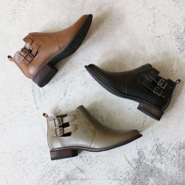 【接單手工製】寬腳版OK！雙扣帶真皮短靴 