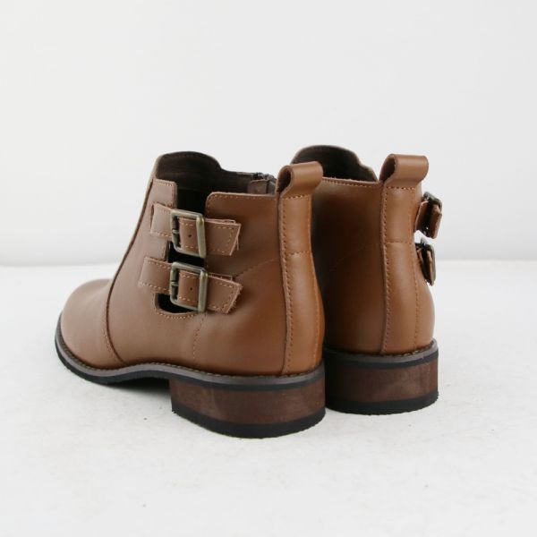 【接單手工製】寬腳版OK！雙扣帶真皮短靴 