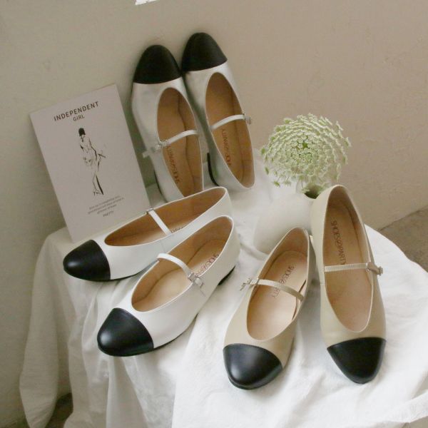 【接單手工製】拼接瑪莉珍平底鞋 