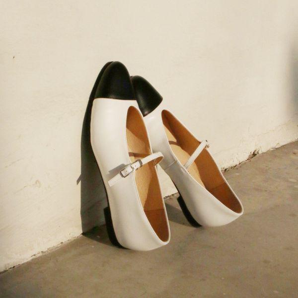 【接單手工製】拼接瑪莉珍平底鞋 