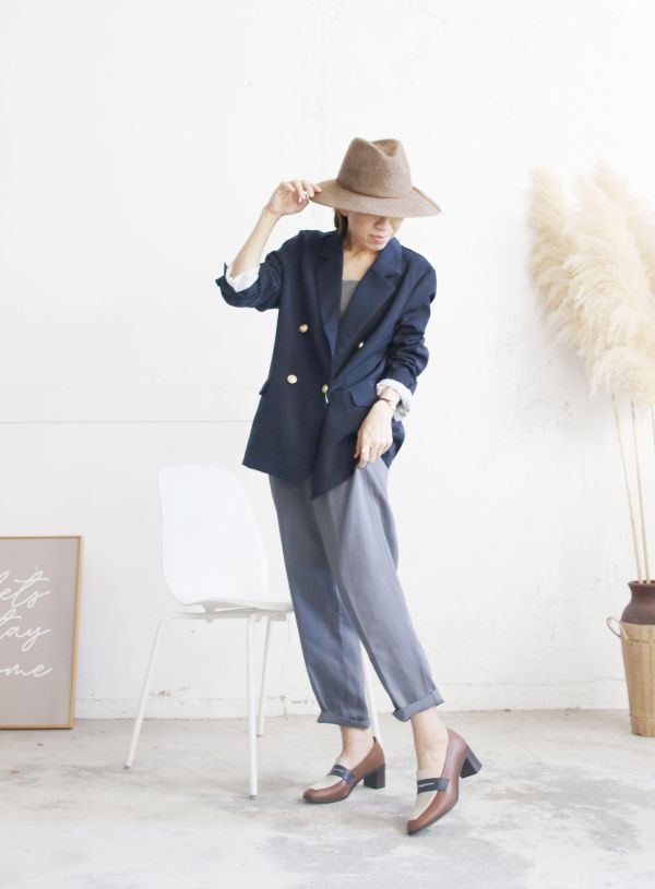 【試穿鞋福利】接單手工製_圓中帶方拚色樂福鞋 