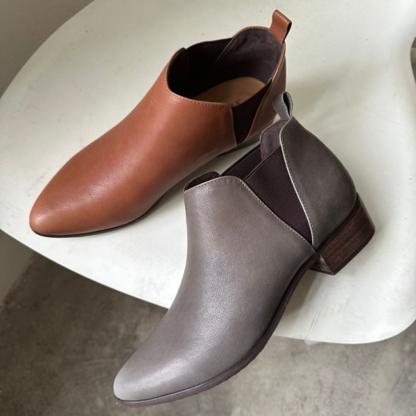 【接單手工製】特殊皮革俐落剪裁切爾西真皮短靴 