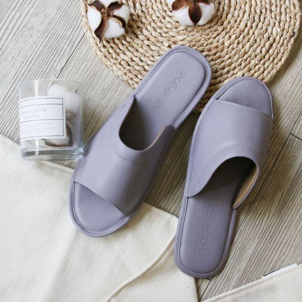 【現貨】居家好品味_吸汗透氣露趾真皮室內拖鞋 