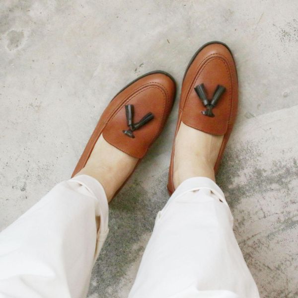 【接單手工製】大人休閒感輕量流蘇樂福鞋 