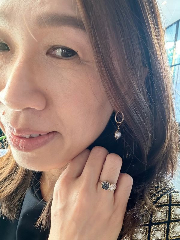 【現貨_日本手做飾品團】無耳洞對應_浪漫紫綿珍珠耳環 