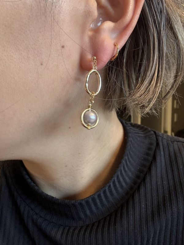 【現貨_日本手做飾品團】無耳洞對應_浪漫紫綿珍珠耳環 