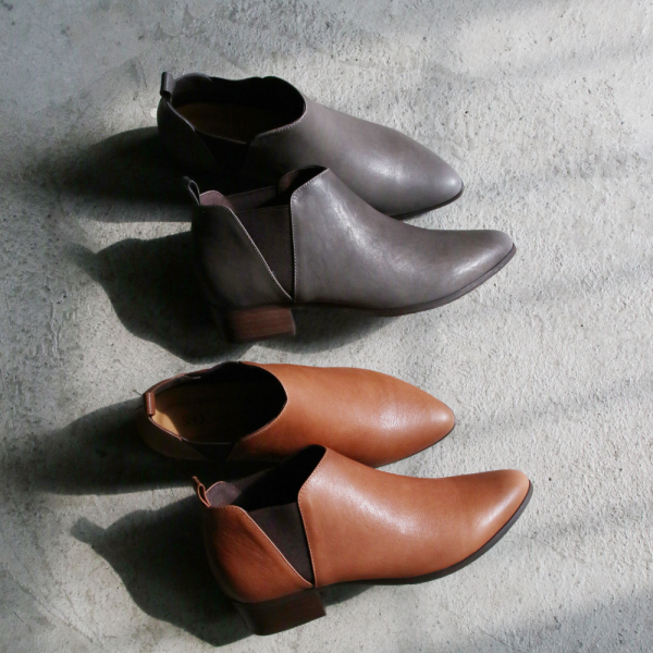 【接單手工製】特殊皮革俐落剪裁切爾西真皮短靴 