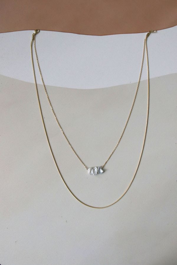 【現貨_日本手做飾品團】氣質淡水珍珠雙重項鍊 