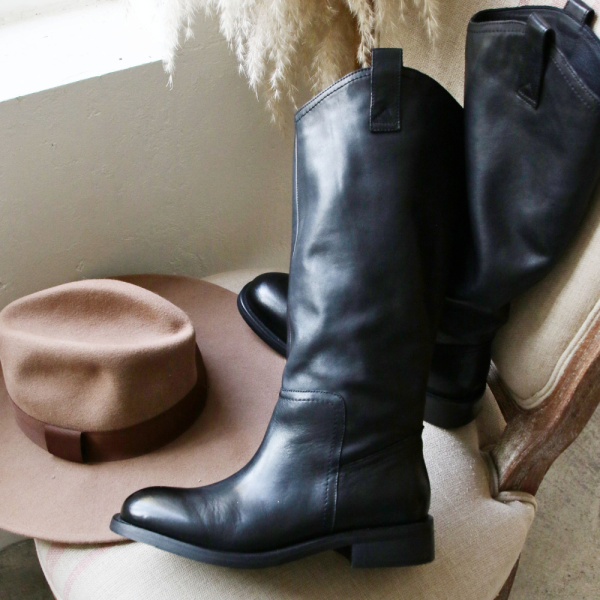 【快速到貨】世界系列_大人穿的柔軟牛皮寬筒堆堆靴 