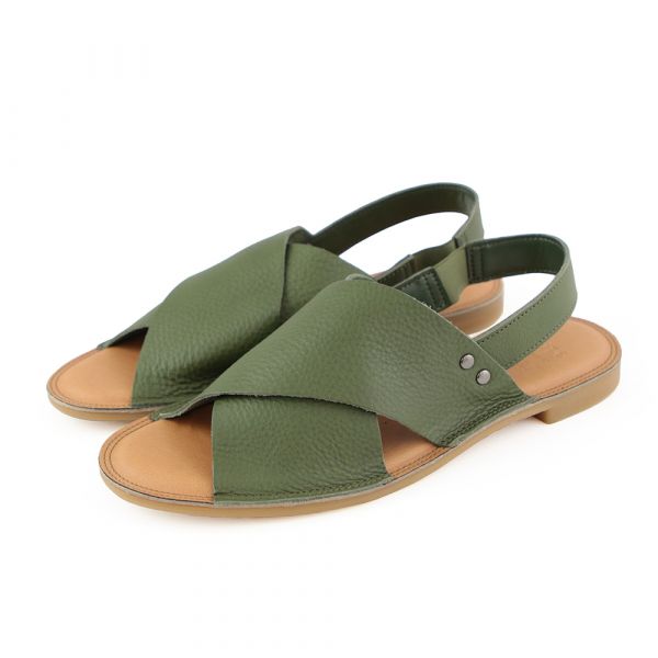 【接單手工製】世界系列_日本製Recipe寬版交叉軟皮涼鞋 