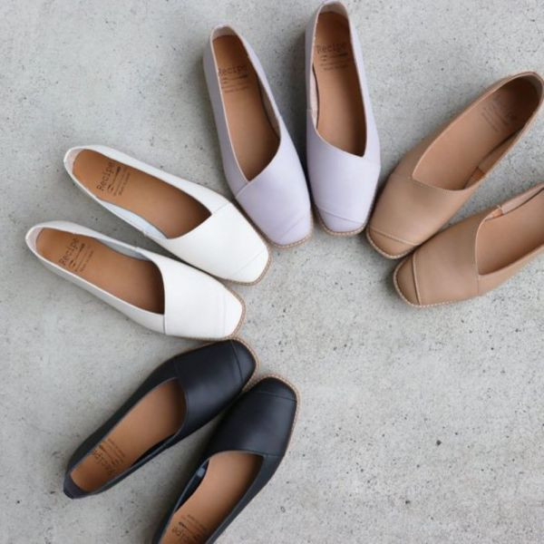 【試穿鞋福利】世界系列_日本製Recipe斜V口小方頭低跟鞋 