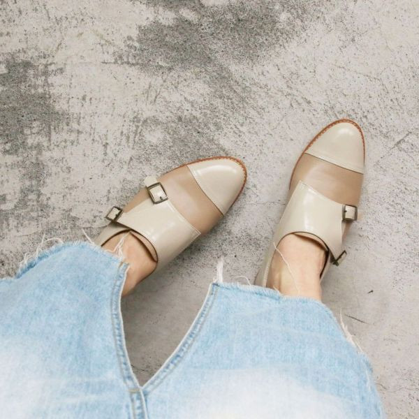 【現貨】英倫風拼接孟克鞋 