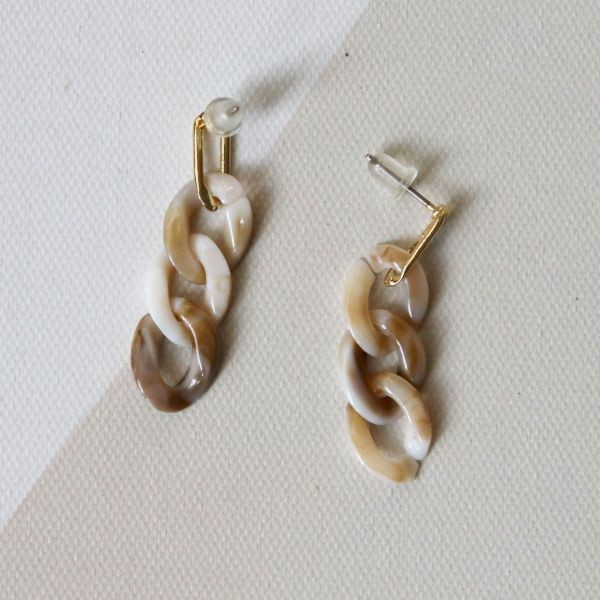 【現貨_日本手做飾品】三重垂墜大理石紋耳環／無耳洞耳環 