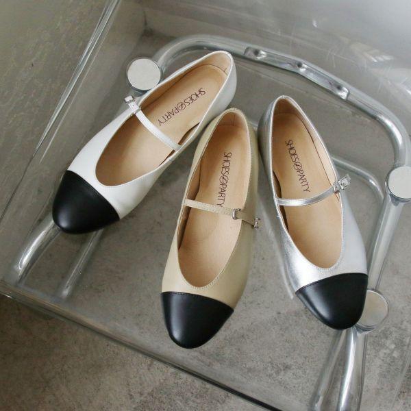 【接單手工製】拼接瑪莉珍平底鞋 