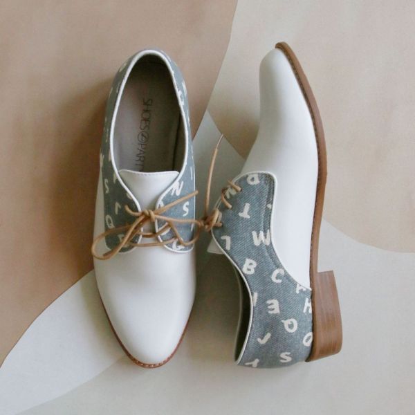 【限量訂製】英文字滾邊綁帶德比鞋 