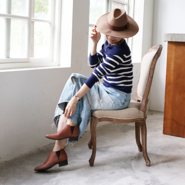 【接單手工製】特殊皮革俐落剪裁切爾西真皮短靴 