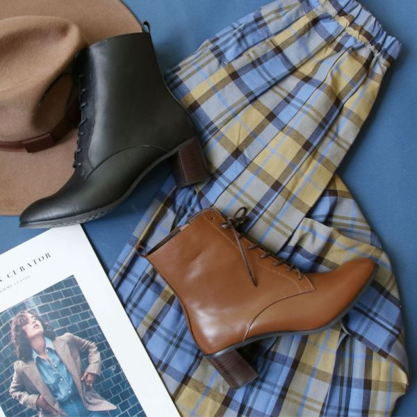 【試穿鞋福利】方中帶尖！顯腳小綁帶中筒靴 