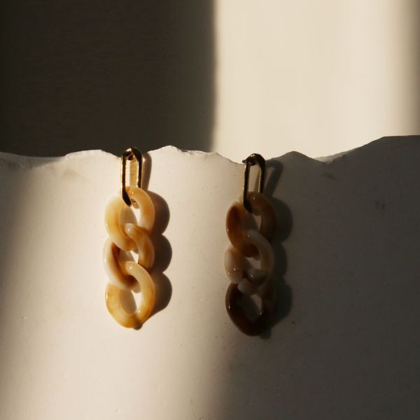 【現貨_日本手做飾品】三重垂墜大理石紋耳環／無耳洞耳環 