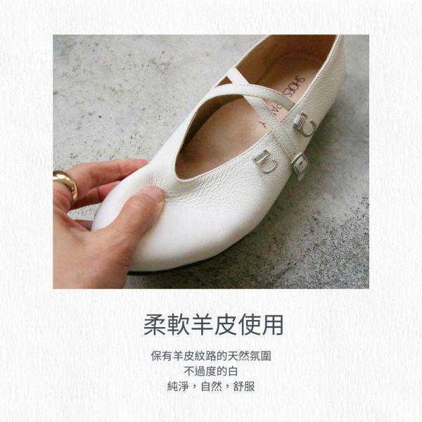 【現貨】【白】小腳效果細緻交叉帶瑪莉珍 