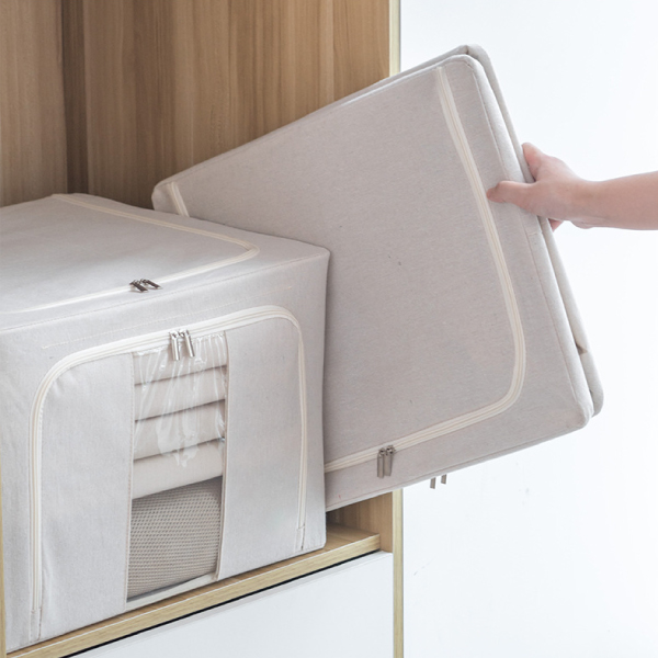 硬挺不塌-鋼架式棉麻收納箱(限宅配)(NG品出清) 硬挺,不塌,鋼架式,棉麻,收納箱,收納,日式,衣物,棉被,毛巾