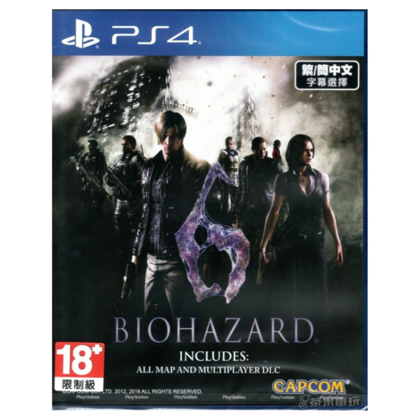 全新 PS4 原版遊戲片, 惡靈古堡 6 中文版, 可單機雙打 