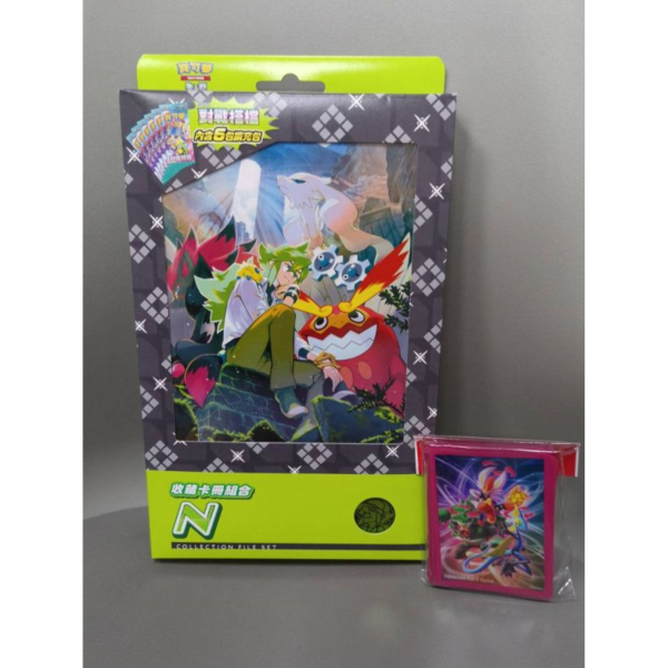 寶可夢集換式卡牌遊戲 朱&紫 收藏卡冊組合 N 一盒+隨機圖案卡套(64入)一包, 配套組不拆賣 
