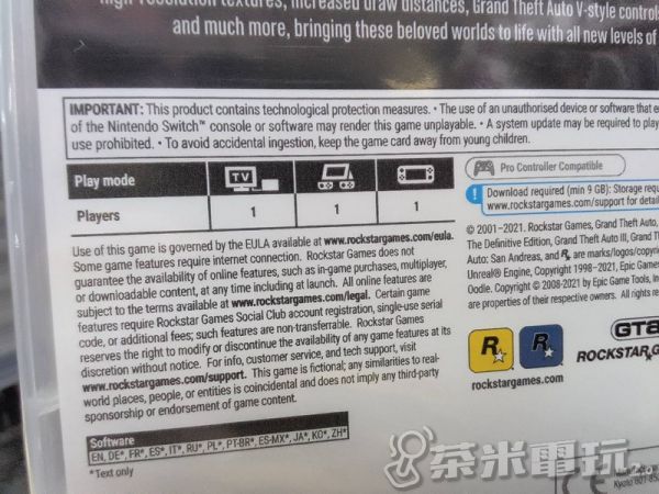 全新 Switch 俠盜獵車手：三部曲 最終版 國際包裝中文版 