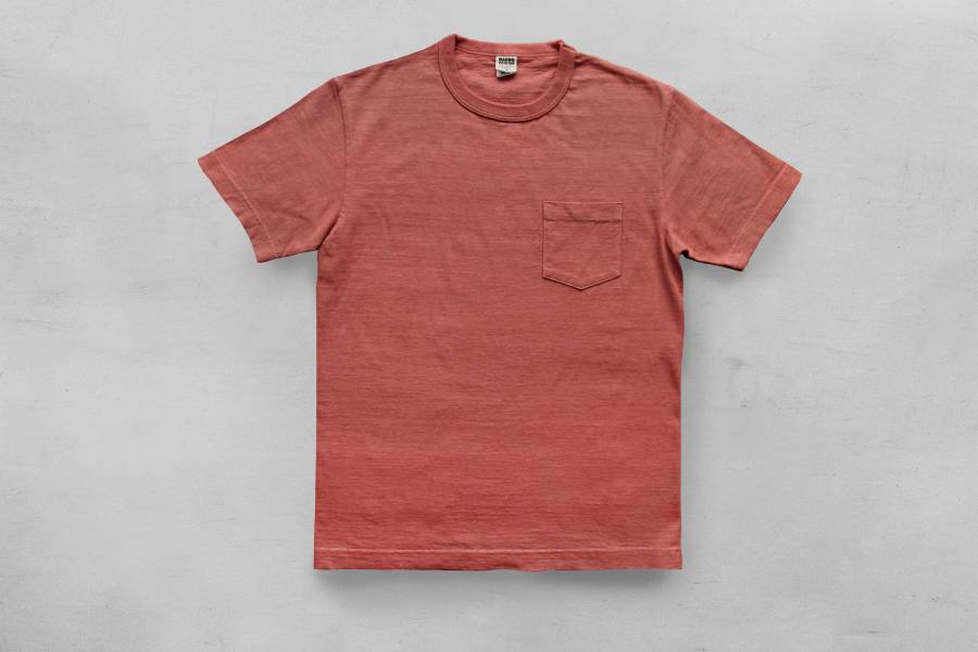 Barns–Tsuri-Ami Pocket Crew Neck Tee/Smoke Pink Barns Outfitters,美式復古休閒之專門品牌,經典Tsuri-Ami Tee,Made in Japan,圓筒衣身結構,和歌山古董吊編機織造