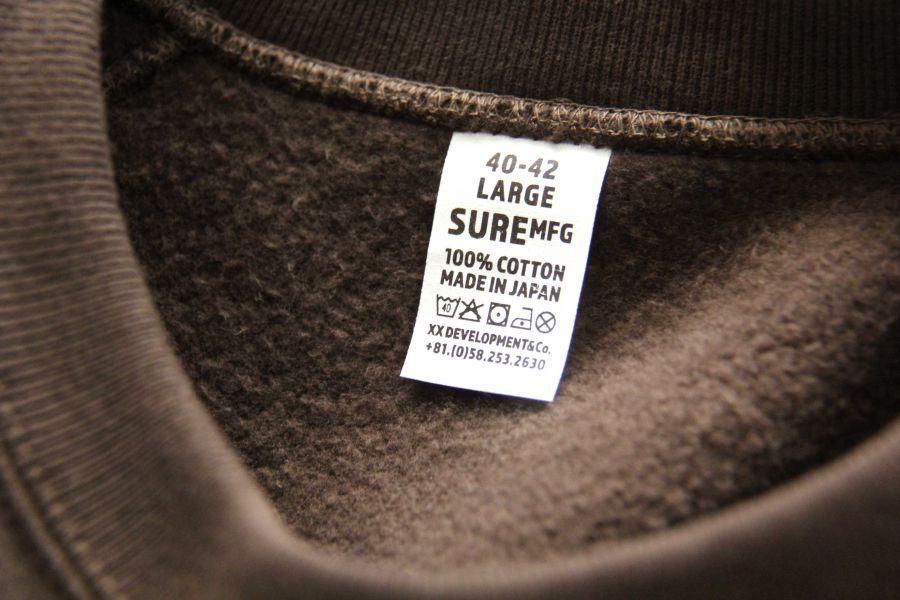 SURE'S CREW NECK "AWESOME" SWEATSHIRT (Brown) 衛衣,大學T,XX DEVELOPMENT,日本製,名古屋獨立服裝廠,Pigment Dye