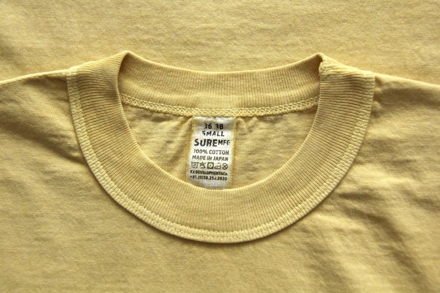 SURE'S POCKET TEE (Mello Yello) 男生夏天短t,日本製吸汗耐穿短t,名古屋,白t,圓筒衣身,不易變形短t,丹寧,Pigment Dye染,