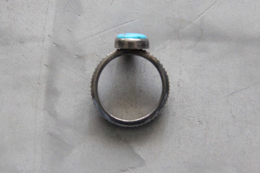 KinG Smith - 刻痕戒(Kingman TQ)-現貨#12 KinG Smith,戒指,handmade,silver,雷鳥,銀羽,風切羽,銀菊,先金,點金,綠松石,風野鷲,鷹爪,訂製,印地安銀飾,台南逛街,,mr old,銀器,navajo,
