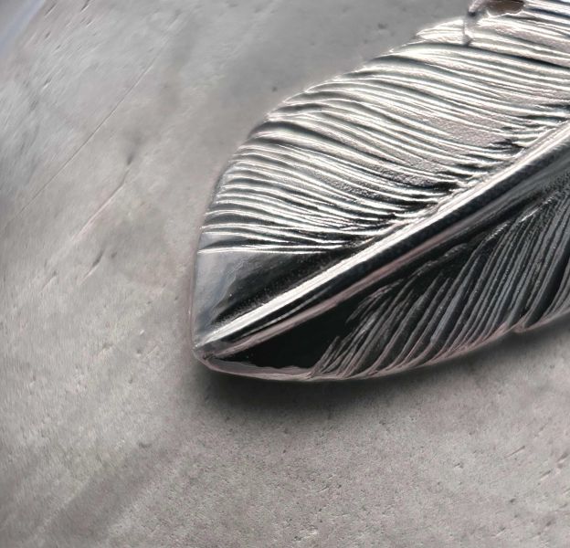 KinG Smith - 純銀左向大羽/現貨 King smith,handmade,手作,leather craft,silver,雷鳥,銀羽,風切羽,銀菊,先金,點金,綠松石,風野鷲,鷹爪,訂製,印地安銀飾,藥輪,台南,老派,mr old