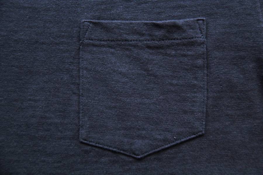 Barns–Tsuri-Ami Pocket Crew Neck Tee/Navy Barns Outfitters,美式復古休閒之專門品牌,經典Tsuri-Ami Tee,Made in Japan,圓筒衣身結構,和歌山古董吊編機織造