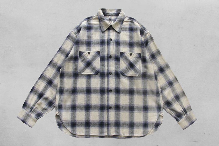 Barns Outfitters-Light Nel Check Shirt(Navy) Barns Outfitters,法蘭絨 襯衫,格紋 襯衫,Shuttle Notes,美式 工作 襯衫,男 秋冬 襯衫 推薦,男 格紋,