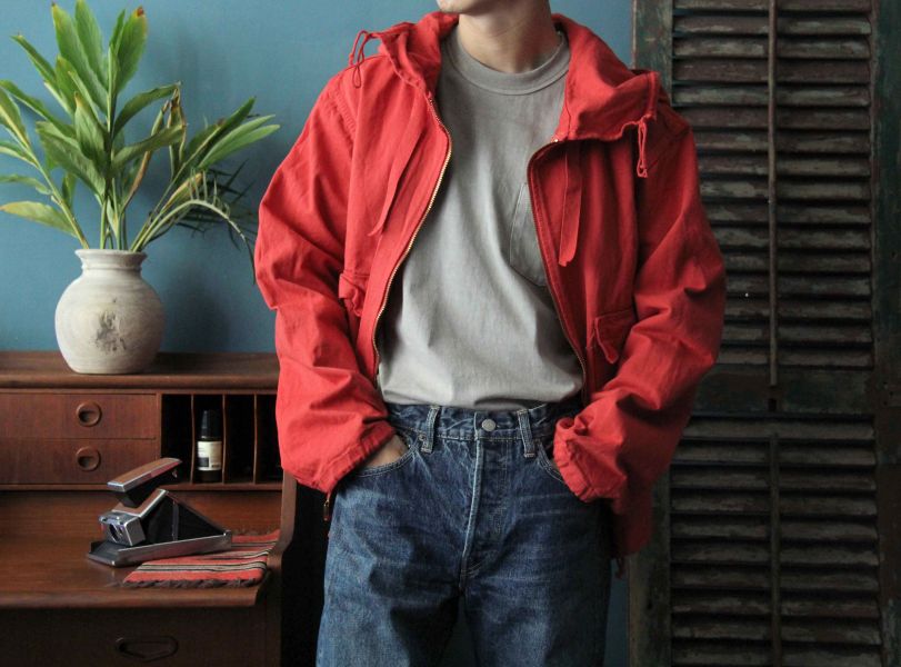 SURE'S SALVAGE PARKA ZIP CUSTOM (RED) 日本 XX DEVELOPMENT,SURE MEG, 古著 軍 外套,Anoraks,Salvage Parka,