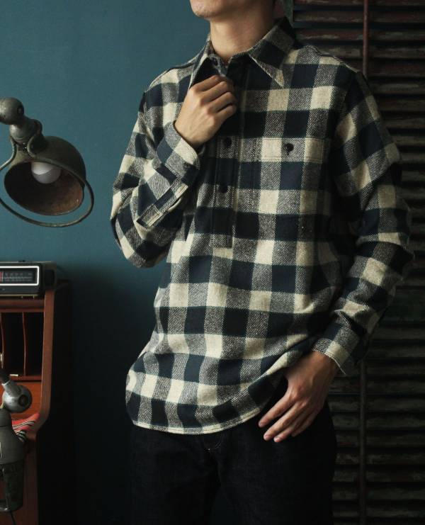 BELAFONTE-PULL OVER PLAID FLANNEL SHIRTS/粗格 BELAFONTE,Made in Japan,A Good Time Production,軍事,工裝,台南,台南逛街,台南男裝,選物店,老派,mr old