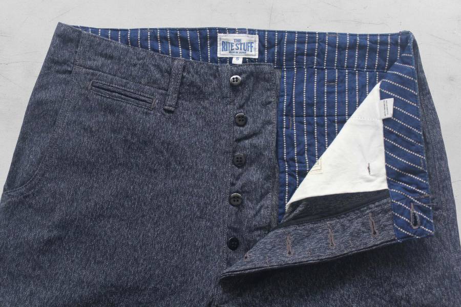 The Rite Stuff-Daybreak Salt & Pepper Work Pants/Navy The Rite Stuff,胡椒鹽布,John Lofgren,日製,工作褲款,10 oz,1930年代風格,Heddels,專欄編輯