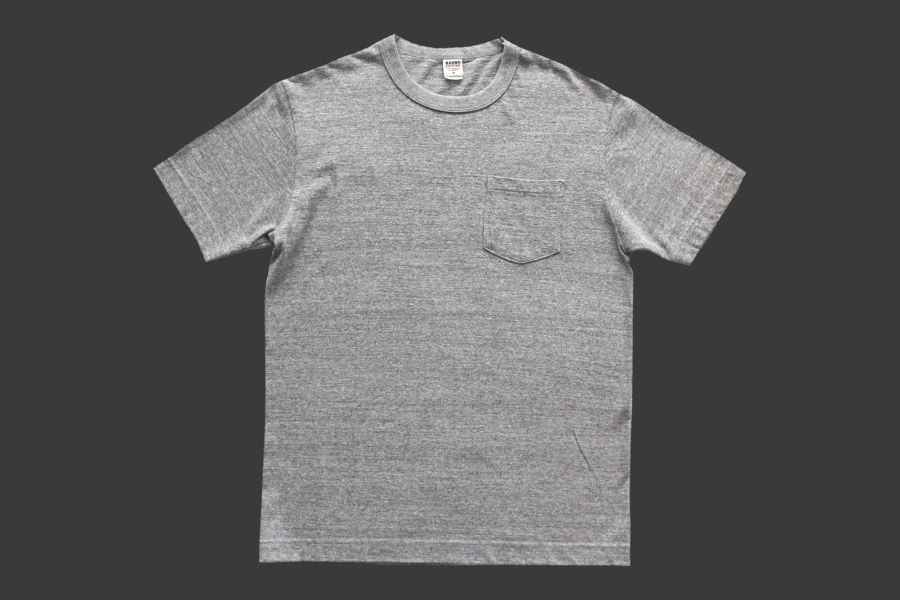 Barns Outfitters - Tsuri-Ami Pocket Crew Neck Tee/Gray Barns Outfitters,美式復古休閒品牌,經典Tsuri-Ami Tee,Made in Japan,圓筒衣身結構,和歌山古董吊編機織造