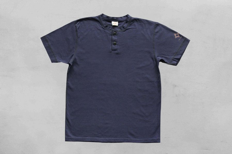 Two Moon - Henley Neck Tee (Navy) Two Moon,亨利領