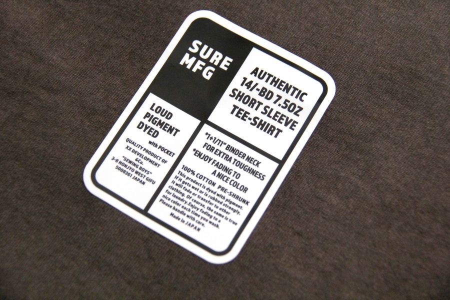 SURE'S POCKET TEE (Brown) 男生夏天短t,日本製吸汗耐穿短t,名古屋,白t,圓筒衣身,不易變形短t,丹寧,Pigment Dye染,