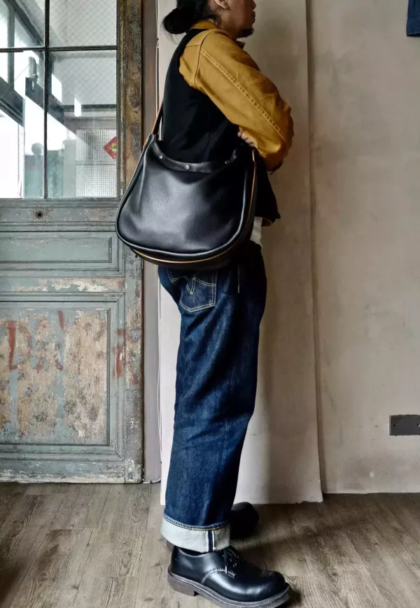 S.F.K. String Moon Bag/Deer Skin Black 真皮包 半月包 SFK,茶芯皮革,義大利 植鞣,男 肩背包 推薦,