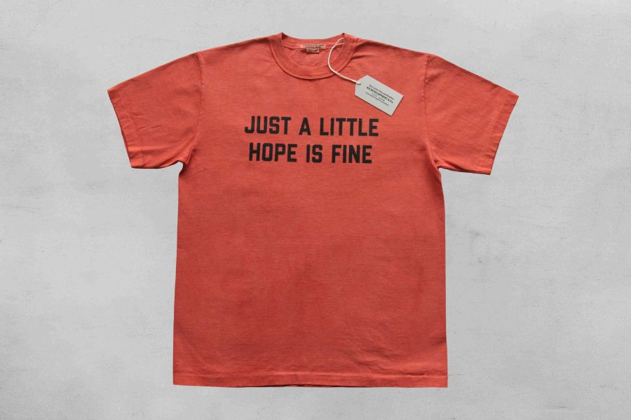 SURE'S Soul on T-Shirt /Red 日本製,名古屋獨立服裝廠,白t,圓筒衣身,不易變形短t,丹寧,Pigment Dye染,