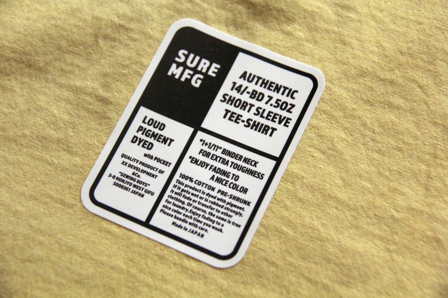 SURE'S POCKET TEE (Mello Yello) 男生夏天短t,日本製吸汗耐穿短t,名古屋,白t,圓筒衣身,不易變形短t,丹寧,Pigment Dye染,