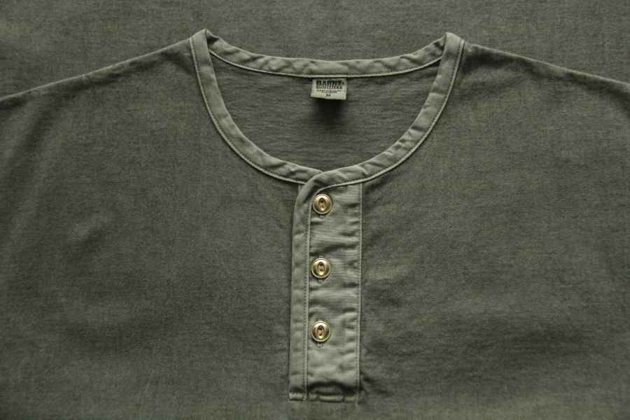 Barns Outfitters - Pigment Dyed “BIGCOZUN” WIDE HENRY TEE (OLIVE) Barns Outfitters,亨利領