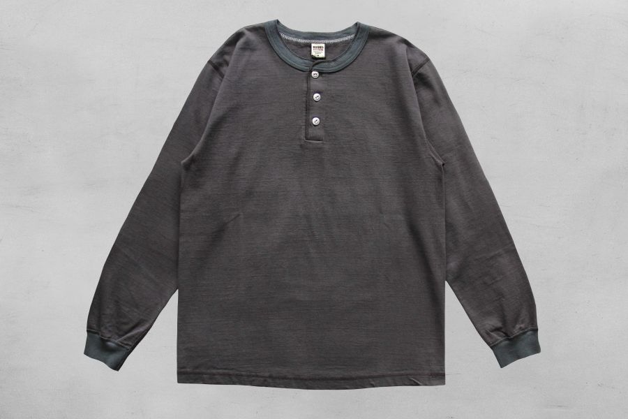 Barns Outfitters - Cozun LS Henley-T (Black BSP) Barns Outfitters 秋冬長袖,洗舊感長t,男 經典 亨利領 長t,台南 復古美式 男裝店,