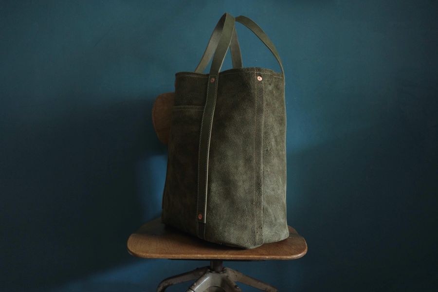 S.F.K. Type R Tote Bag in Suede Leather/Vintage green 麂皮托特包,大容量 真皮 TOTE BAG,
