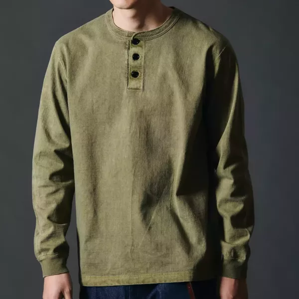 Barns Outfitters - Cozun LS Henley-T Pigment Dye (Natural) Barns Outfitters 秋冬長袖,洗舊感長t,男 經典 亨利領 長t,台南 復古美式 男裝店,