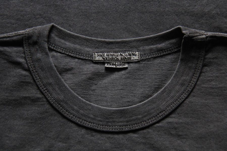 SURE'S POCKET TEE (Black) 日本製,名古屋獨立服裝廠,白t,圓筒衣身,不易變形短t,丹寧,Pigment Dye染,