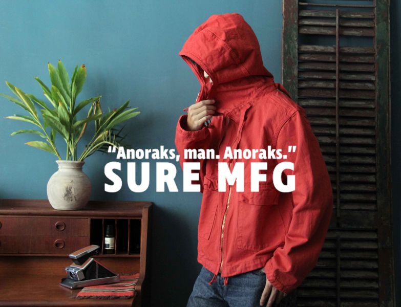 SURE'S SALVAGE PARKA ZIP CUSTOM (RED) 日本 XX DEVELOPMENT,SURE MEG, 古著 軍 外套,Anoraks,Salvage Parka,