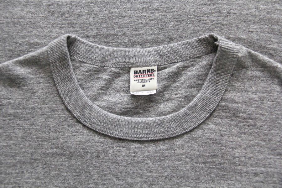 Barns Outfitters - Tsuri-Ami Pocket Crew Neck Tee/Gray Barns Outfitters,美式復古休閒品牌,經典Tsuri-Ami Tee,Made in Japan,圓筒衣身結構,和歌山古董吊編機織造
